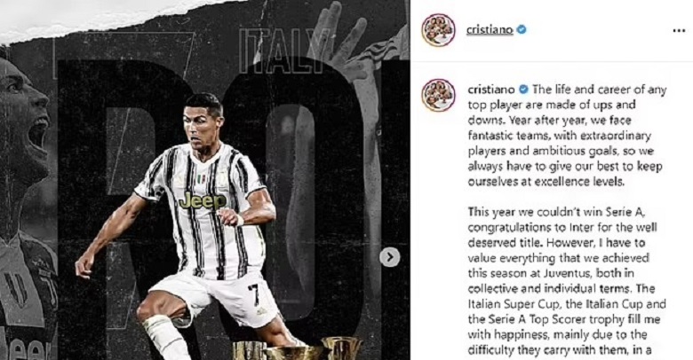 Bức tâm thư trên Instagram của Ronaldo
