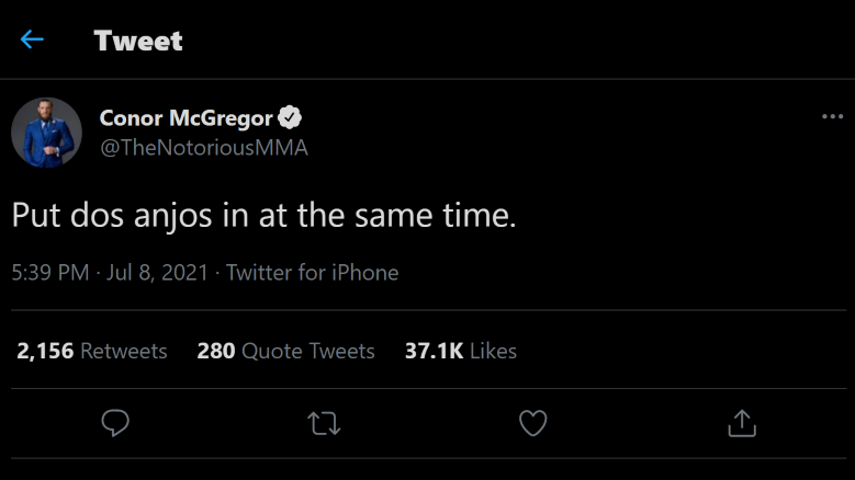 Phản ứng của Conor McGregor sau khi biết Rafael dos Anjos được chọn là võ sĩ dự phòng cho sự kiện chính của UFC 264 - Ảnh 1