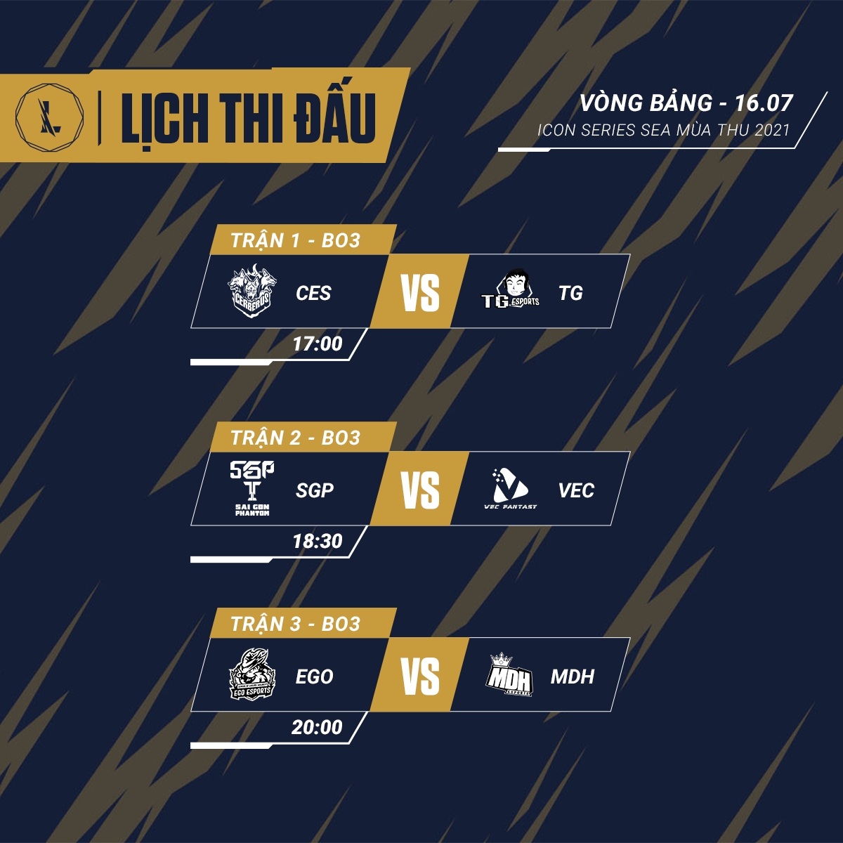 Lịch trực tiếp ngày 2 tuần 1 Icon Series SEA mùa Thu 2021: Cerberus vs TG, SGP vs VEC - Ảnh 1