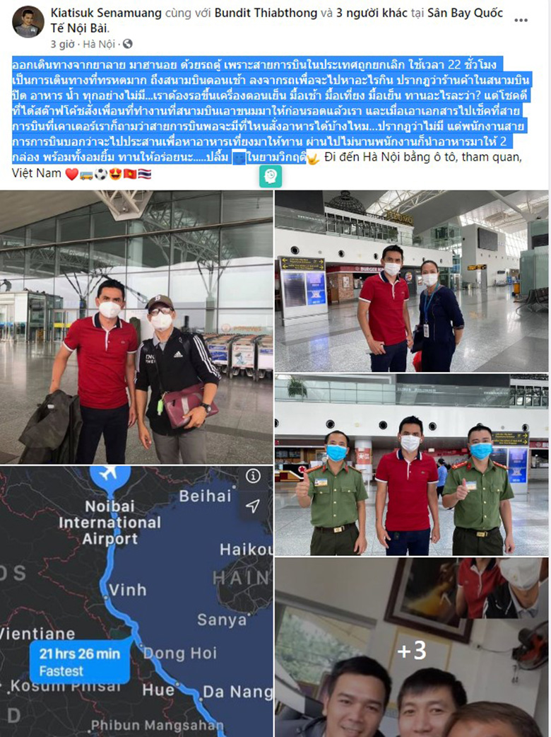 Trải nghiệm 22 giờ 'xuyên Việt' đến sân bay Nội Bài của HLV Kiatisuk - Ảnh 1