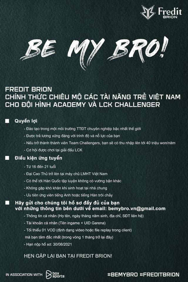 Fredit Brion tổ chức chương trình tuyển chọn ‘Be My BRO’ tại Việt Nam - Ảnh 1