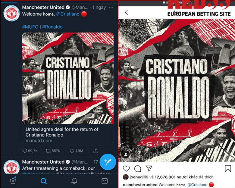 Mừng Ronaldo về nhà, kênh mạng xã hội của MU xổ đổ mọi kỷ lục - Ảnh 1