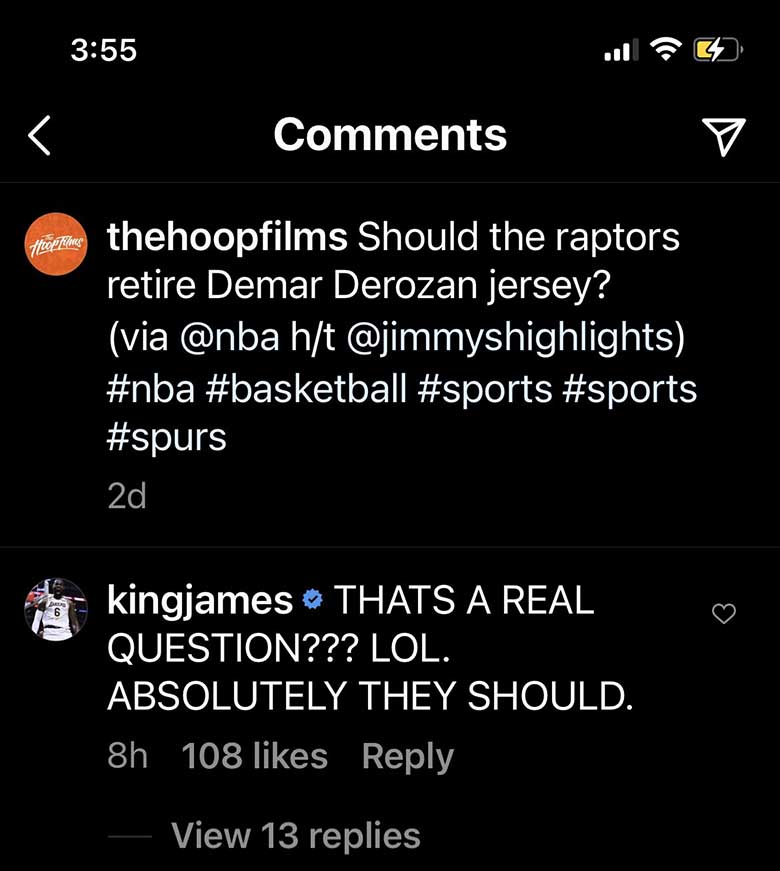 Toronto Raptors treo áo DeMar DeRozan, Lebron James nghĩ gì? - Ảnh 2