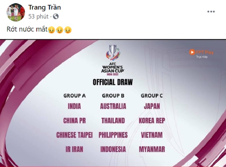 Nữ tuyển thủ Việt Nam 'cạn lời' với kết quả bốc thăm chia bảng Asian Cup 2022 - Ảnh 2