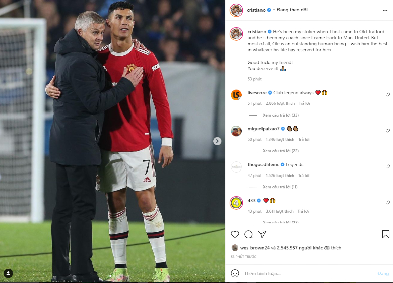 Ronaldo chia tay Solskjaer: 'Ông ấy xứng đáng với những điều tốt đẹp nhất' - Ảnh 1
