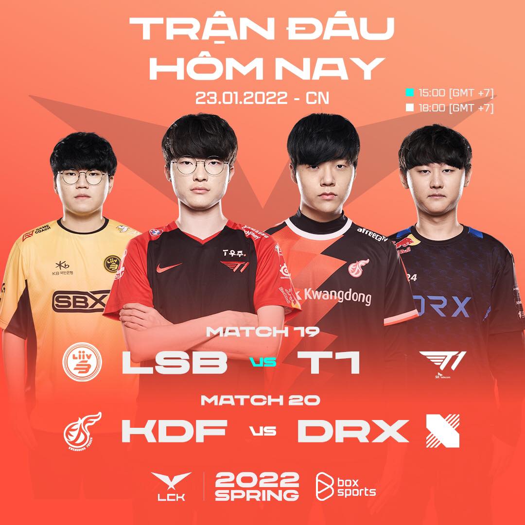 TRỰC TIẾP LCK mùa Xuân 2022 ngày 23/1: LSB vs T1, KDF vs DRX - Ảnh 1