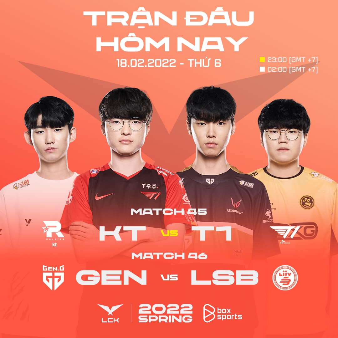 TRỰC TIẾP LCK mùa Xuân 2022 ngày 18/2: KT vs T1, GEN vs LSB - Ảnh 1