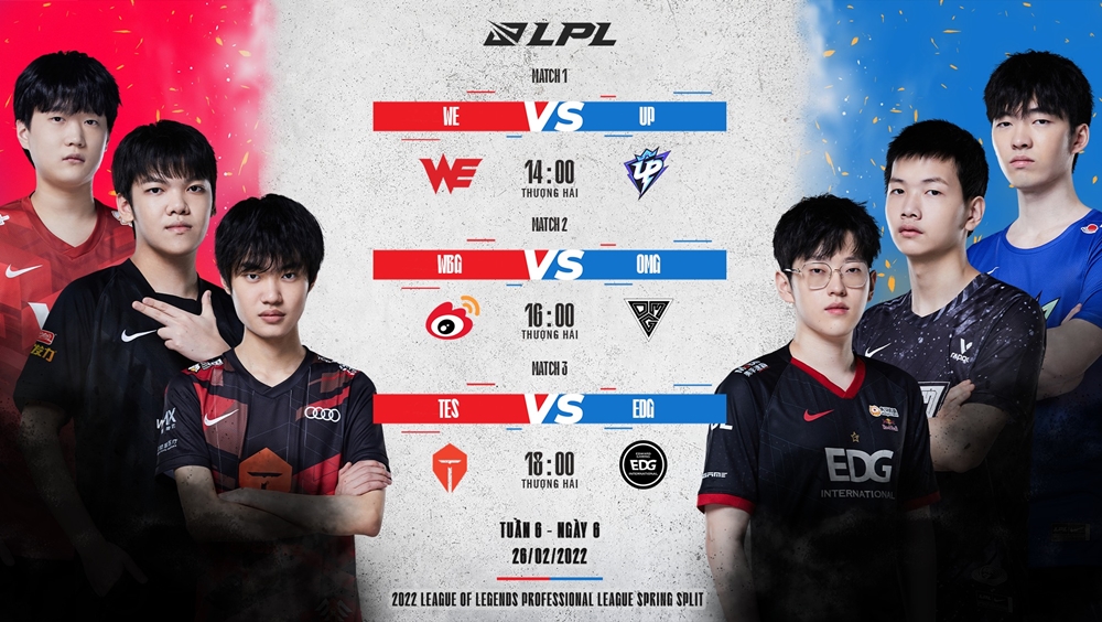 TRỰC TIẾP LPL mùa Xuân 2022 ngày 26/2: WE vs UP, WBG vs OMG, TES vs EDG - Ảnh 1