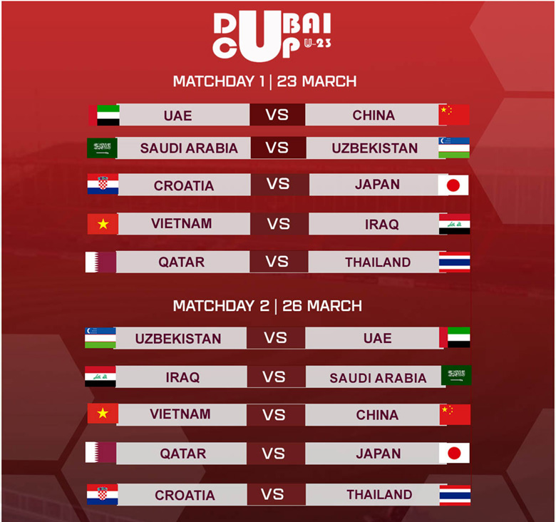 Lịch thi đấu Dubai U23 Cup 2022: Việt Nam đụng độ Trung Quốc - Ảnh 2