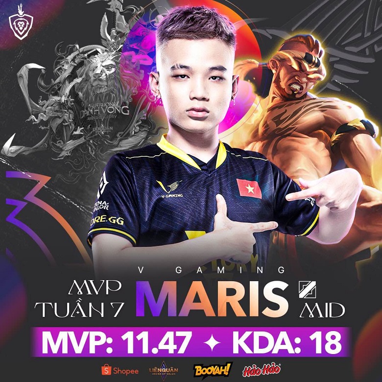 ĐTDV mùa Xuân 2022: V Gaming Maris giành MVP tuần 7, khác biệt Top 2 - Ảnh 1