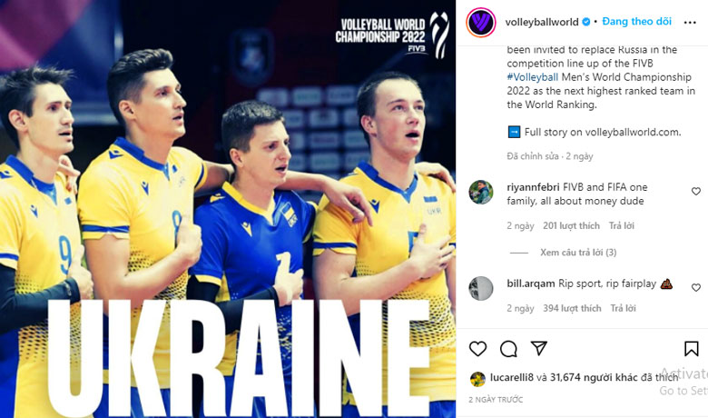 Ukraine thay Nga tham dự giải vô địch bóng chuyền nam thế giới 2022 - Ảnh 1