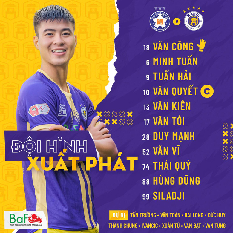 Đội hình xuất phát Hà Nội đấu Đà Nẵng: Duy Mạnh đá chính trở lại thay Thành Chung - Ảnh 1