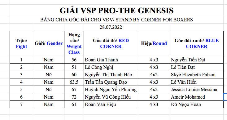 Lịch thi đấu giải Boxing chuyên nghiệp VSP The Genesis - Ảnh 1
