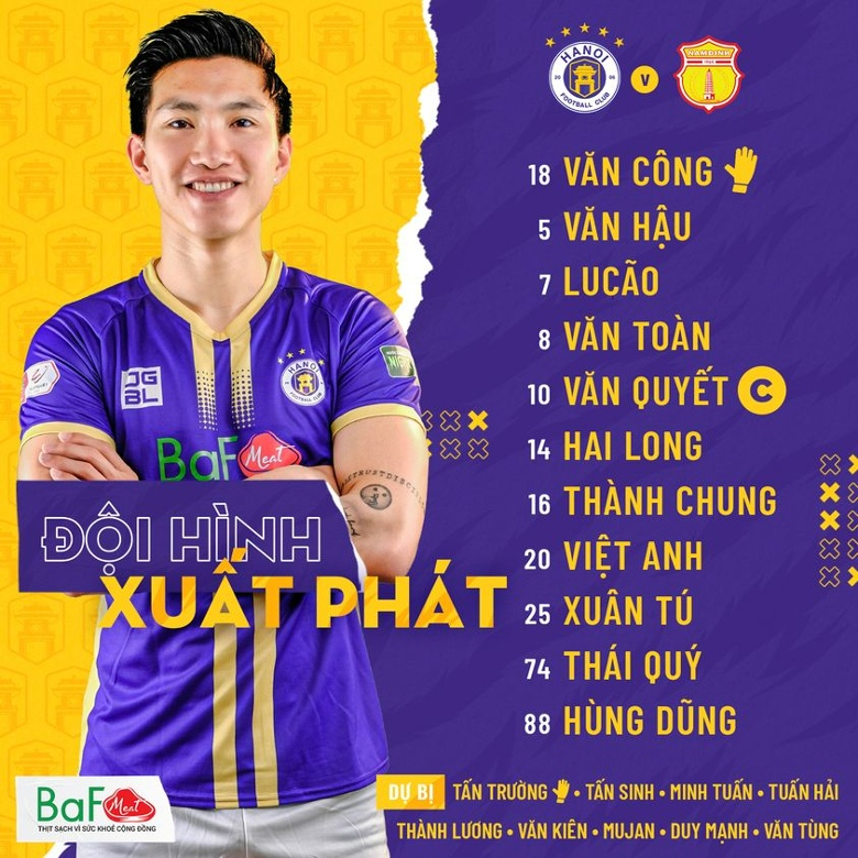 Đội hình ra sân Hà Nội vs Nam Định: Việt Anh lấy chỗ Duy Mạnh - Ảnh 1