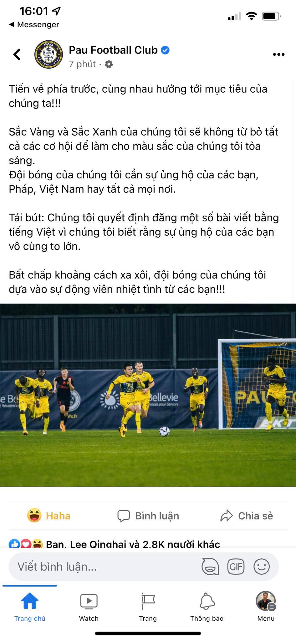 Pau FC kêu gọi sự ủng hộ bằng tiếng Việt, khẳng định tầm quan trọng to lớn của CĐV Việt Nam - Ảnh 1