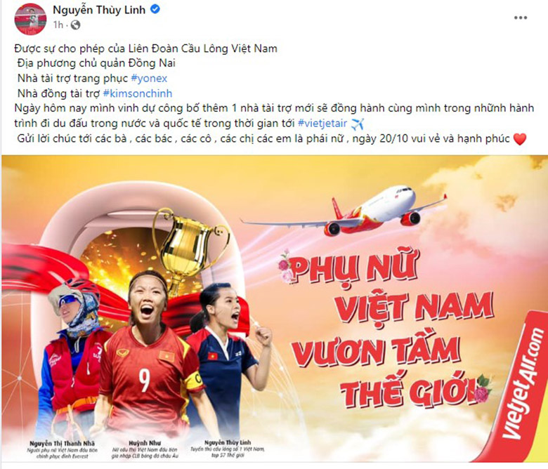 Nguyễn Thùy Linh nhận tài trợ từ hãng hàng không trong ngày 20/10 - Ảnh 1