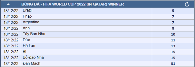 Tỷ lệ vô địch World Cup 2022: Brazil số 1 - Ảnh 2