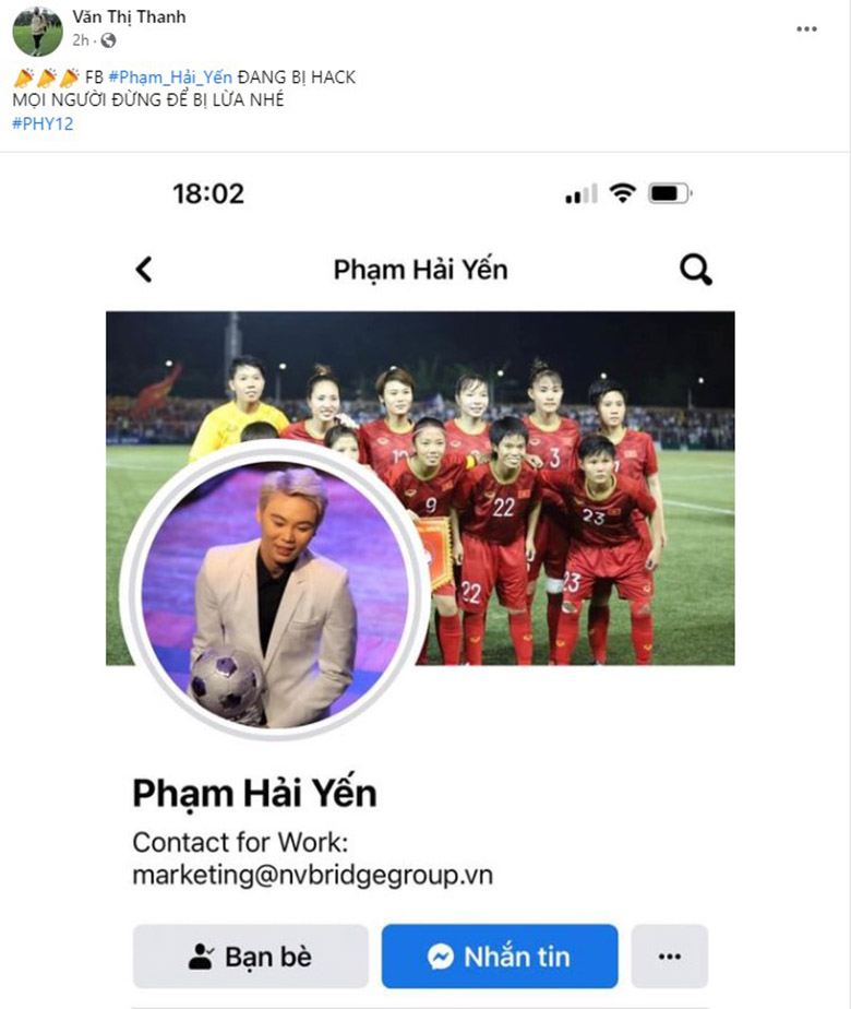 Tiền đạo ĐT nữ Việt Nam Phạm Hải Yến bị chiếm quyền truy cập facebook cá nhân - Ảnh 2