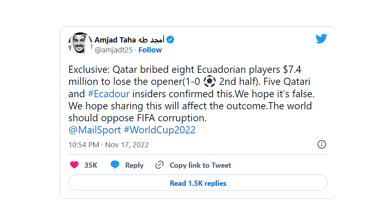 Nghi án Qatar hối lộ 8 cầu thủ Ecuador để thắng 1-0 ở trận khai mạc World Cup 2022 - Ảnh 1