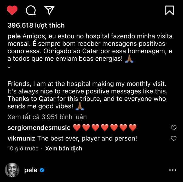 ‘Vua bóng đá’ Pele trấn an người hâm mộ sau khi phải nhập viện - Ảnh 2