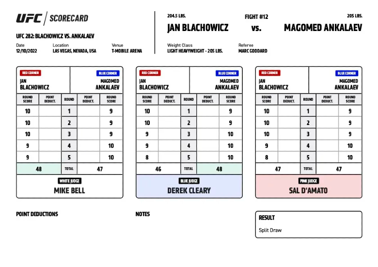 Bảng điểm UFC 282: Blachowicz vs Ankalaev: Ai đã chấm võ sĩ Ba Lan thắng? - Ảnh 2